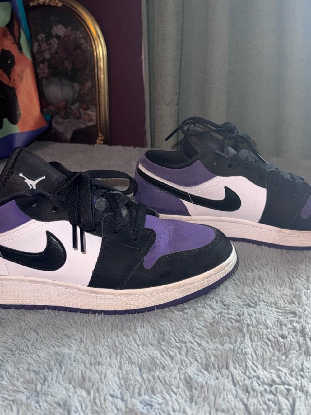 Nike Air Jordan 1 Low Men's Sneakers - Purple/Black/White